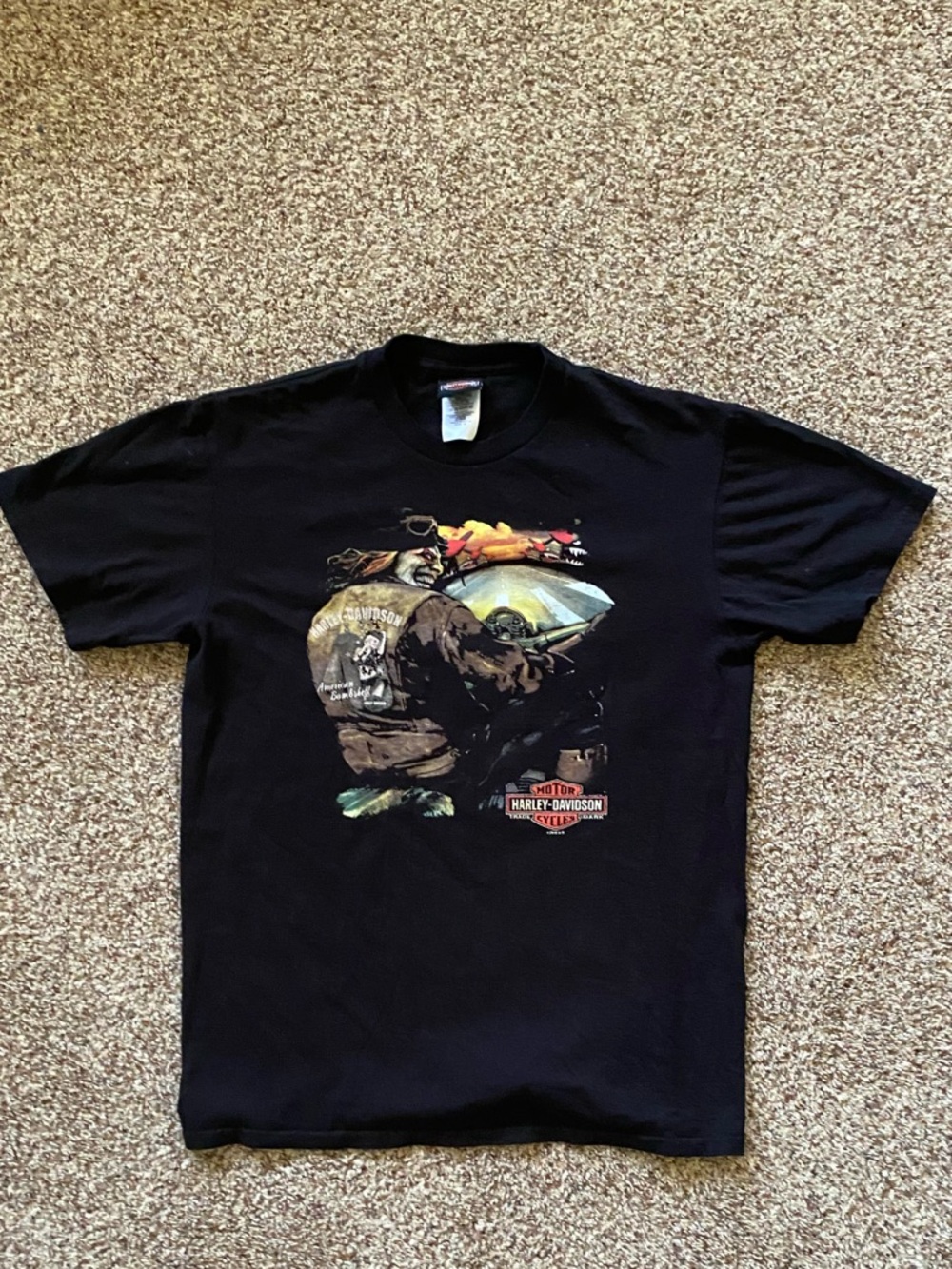 Harley-Davidson Black Short-Sleeve Tee with Multicolor Front Graphic